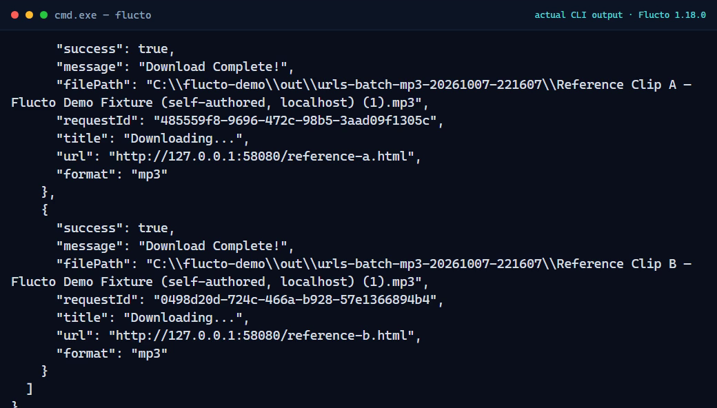 fl batch --json